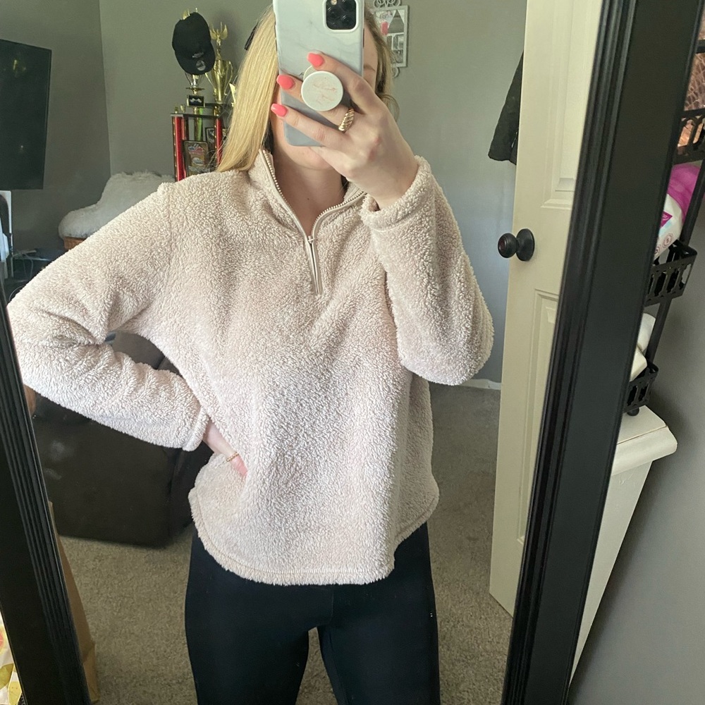 Half Zip Fuzzy Sweater